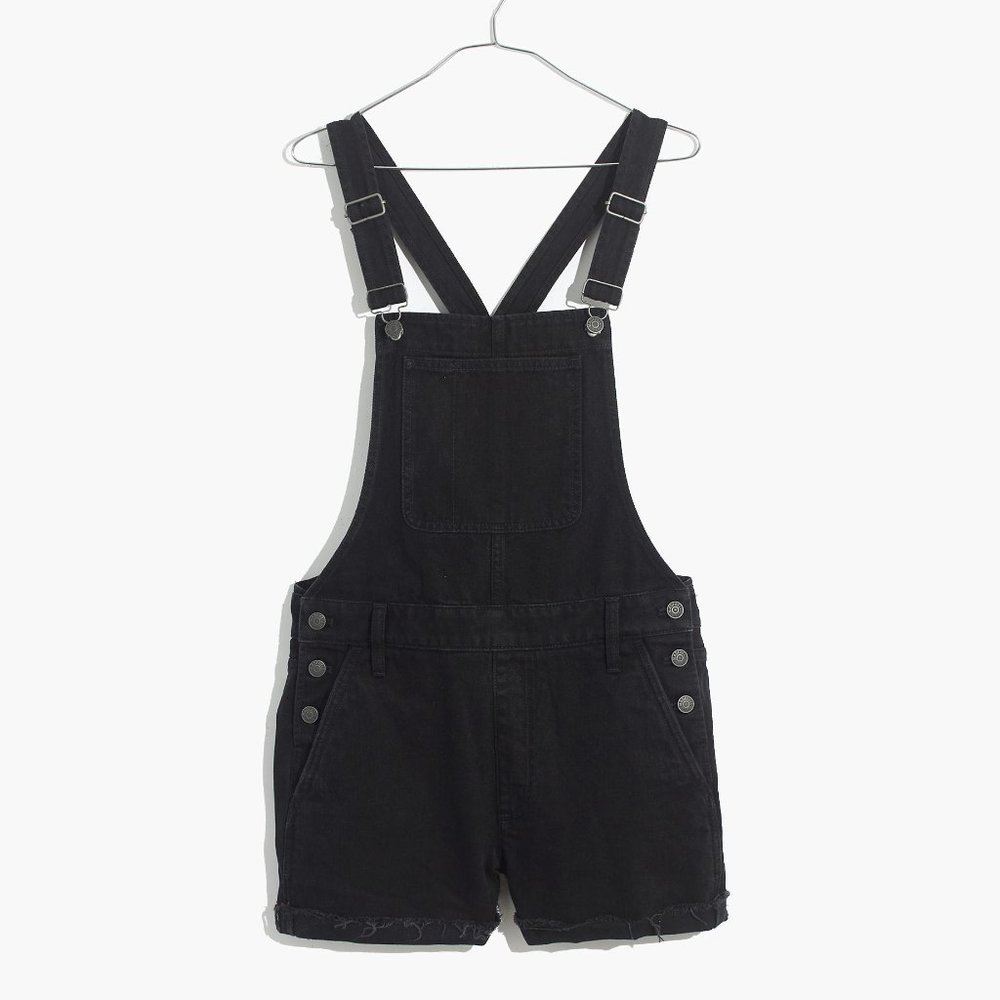 Madewell Adirondack Short Overalls in Washed Black